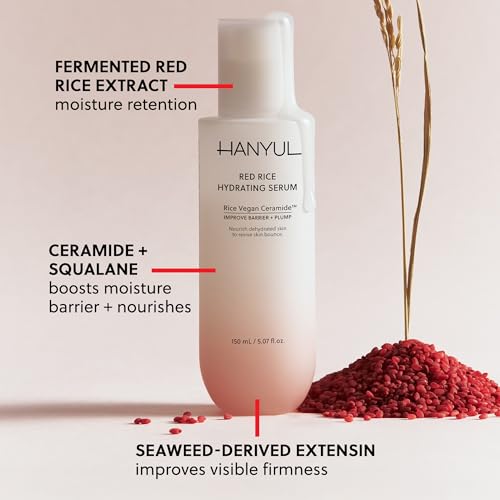 HANYUL Red Rice Hydrating Serum with Vegan Ceramide &amp; Squalane | Korean Face Serum for Plumping Hydration, Radiant Skin Glow, Slow Aging, Firming &amp; Barrier Support | For All Skin Types
