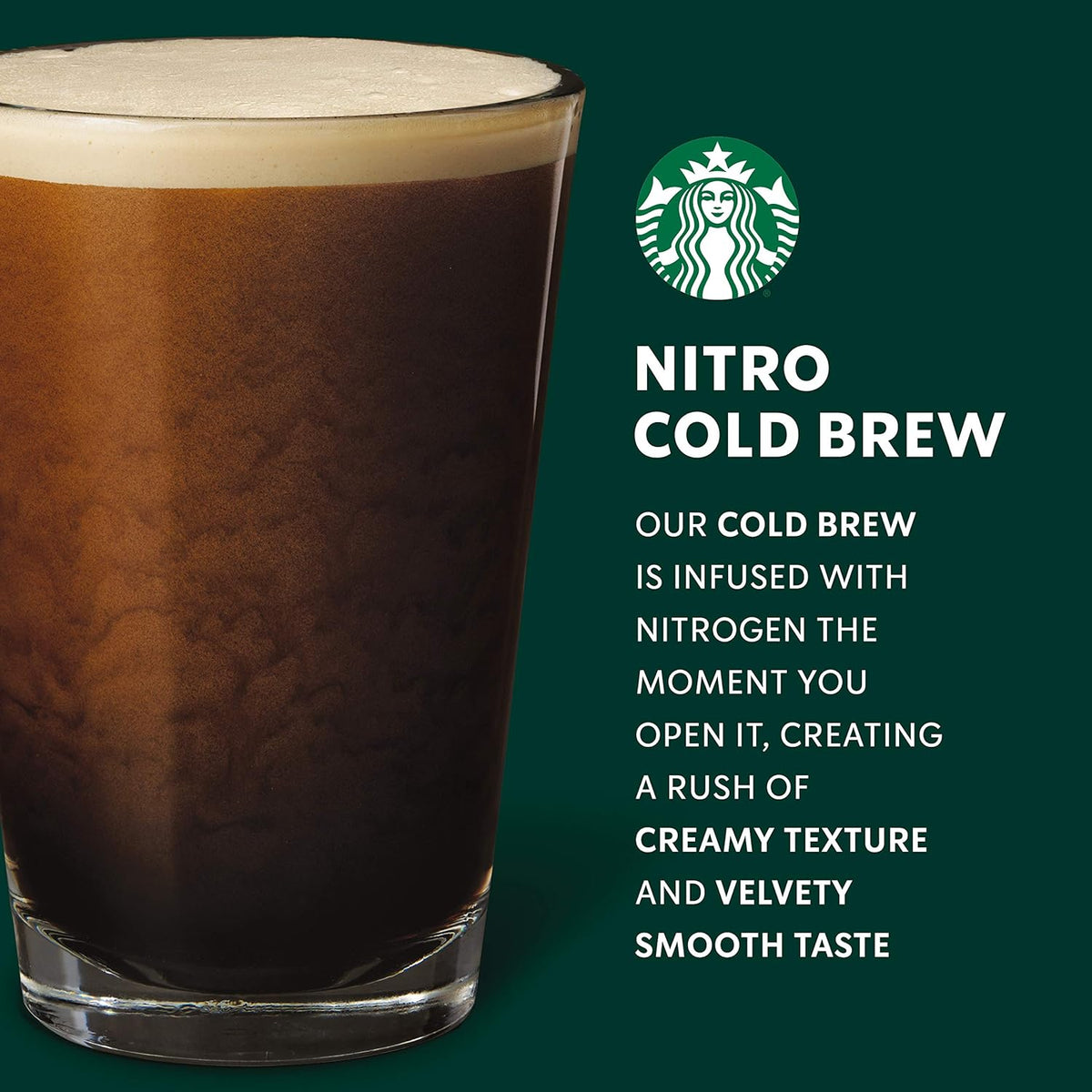 Starbucks - RTD Coffee Nitro Cold Brew, Black Unsweetened, 9.6 fl oz Cans (8 Pack), Iced Coffee, Cold Brew Coffee, Coffee Drink